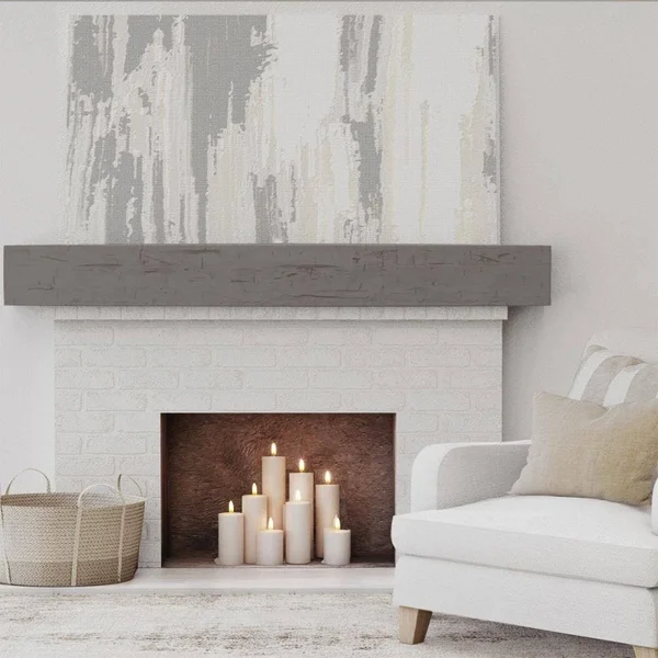 Ekena Millwork MANUHH06X06X72HD 6x22H x 6x22D x 72x22W Hand Hewn Faux Wood Fireplace Mantel, Natural Honey Dew