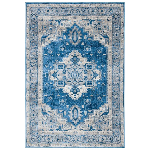 Safavieh Brentwood Light Gray/Blue 2 ft. x 20 ft. Distressed Medallion Runner Rug