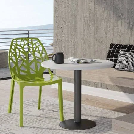 LeisureMod Modern Cornelia Tree Cut-Out Back Design Dining Chair - Solid Green