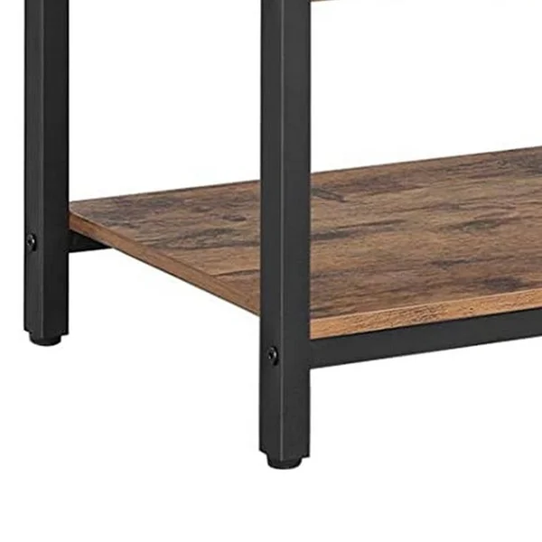 43 Inches Wood and Metal TV Stand with 4 Shelves - Brown and Black