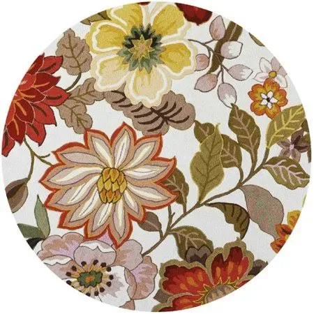 Red Barrel Studio Kriszara Hand Hooked Green/Red Area Rug, Size: Round 7&6 inch