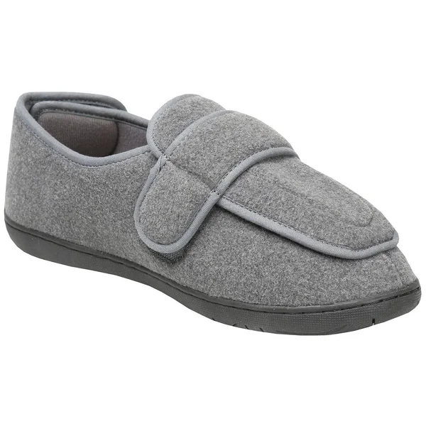 Foamtreads Men's Extra-Depth Wool Slippers for Swollen Feet, Size: 10, Gray