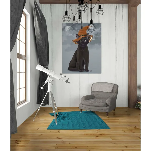 Epic Graffiti &Halloween Black Cat in Witches Hat& by Fab Funky Canvas Wall Art - 18x22x26x22