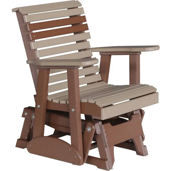 LuxCraft Rollback Recycled Plastic 2ft Glider Chair - Weatherwood on Chestnut Brown