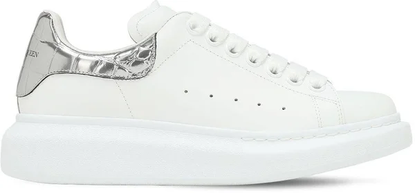 Alexander McQueen 45mm Leather & Croc Embossed Sneakers - White