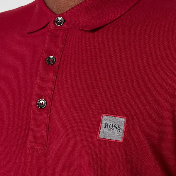 Boss Casual Men's Passerby Long Sleeve Polo Shirt - Dark Red - S