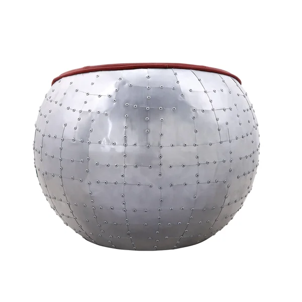 Acme Brancaster Ottoman Antique Red Top Grain Leather Aluminum