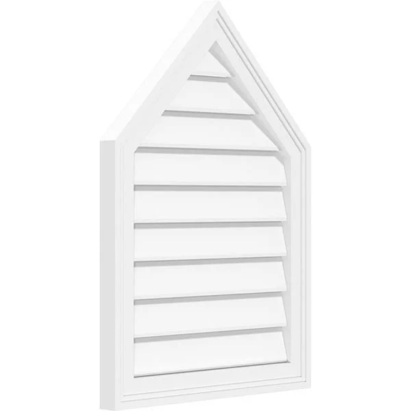 Ekena Millwork GVPPE40X2602SF-09 40x22W x 26x22H Peaked Top Surface Mount PVC Gable Vent 9/12 Pitch: Functional - w/ 2x22W x 1-1