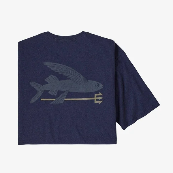 Patagonia Flying Fish Organic T-Shirt - Men's Pigeon Blue/Home Planet, M