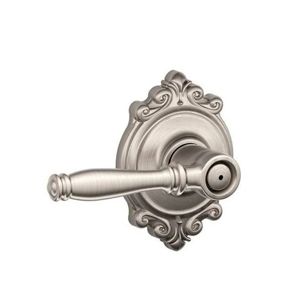 Schlage F40-BIR-BRK Birmingham Privacy Door Lever Set with Decorative Brookshire Satin Nickel