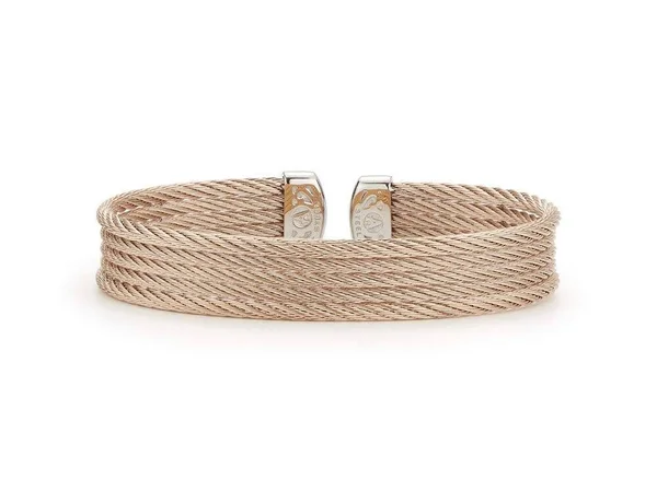 Alor Cable Stainless Steel 5-Row Flexible Cuff - Size 000, Carnation