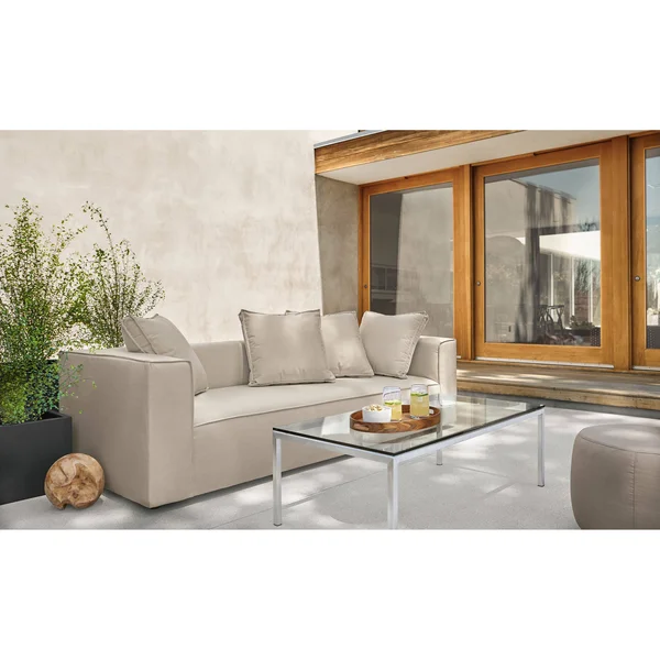 Room & Board, Modern Parsons Outdoor Coffee Table w/ 1x22 Leg 18d 18W 16h in Orange, Orange Recycled HDPE Top w/ Ocean Blu