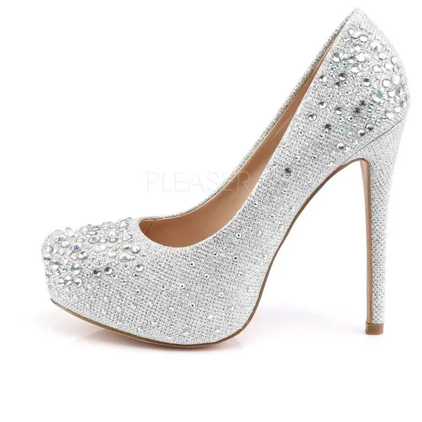 Fabulicious DEST06R_SGFA-7 1 in. Hidden Platform Pump Shoe, Silver, Size 7