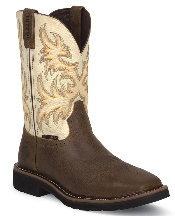 Justin Men's Copper Kettle Stampede Steel Toe Work Boots, Brown