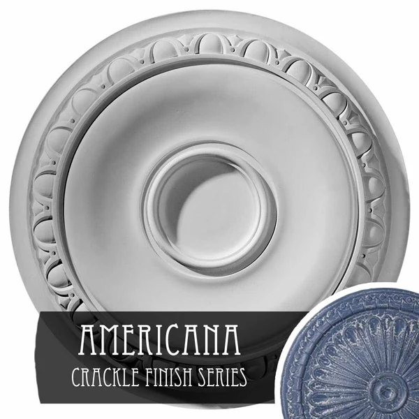24 1/4x22OD x 1 1/2x22P Caputo Ceiling Medallion (Fits Canopies Up to 6x22) - Hand-Painted Americana Crackle