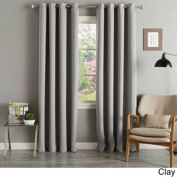 Aurora Home Silvertone Grommet Thermal Insulated Blackout Curtain Panel Pair - Clay - 52x22W x 63x22L