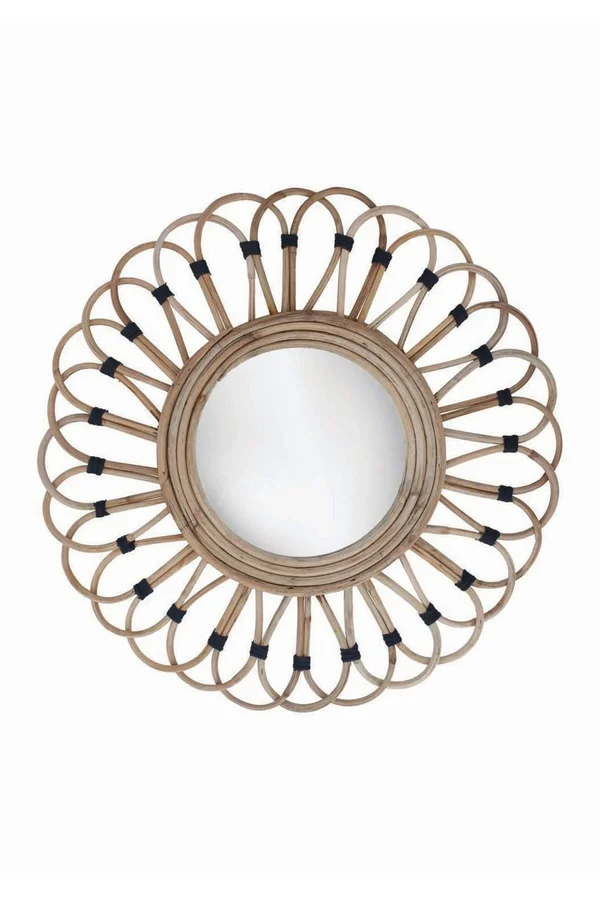 19 inch Diameter Round Wrapped Rattan Wall Mirror - Foreside Home & Garden