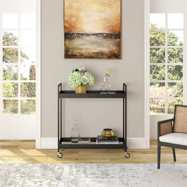 Cooper Blackened Bronze Bar Cart - Hudson & Canal BC0544