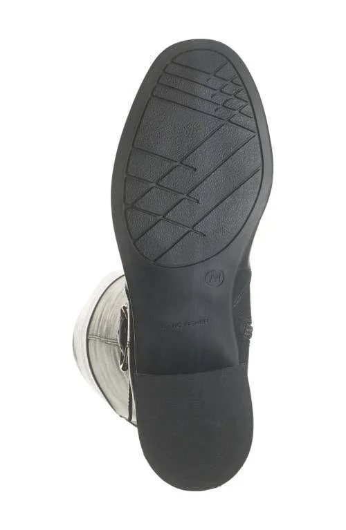 Marc Fisher Medium Calf Leather Tall ShaftBoots - Hailin, Size 5-1/2 Medium, Blk/Cog Leather