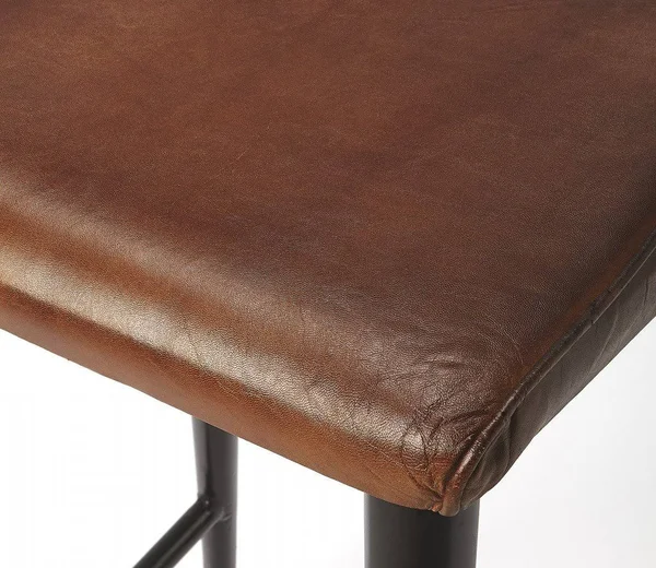 Dark Brown Leather Bar Stool