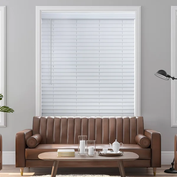 2x22 Cordless Faux Wood Blind - Smooth White - 35x22 W x 96x22 L