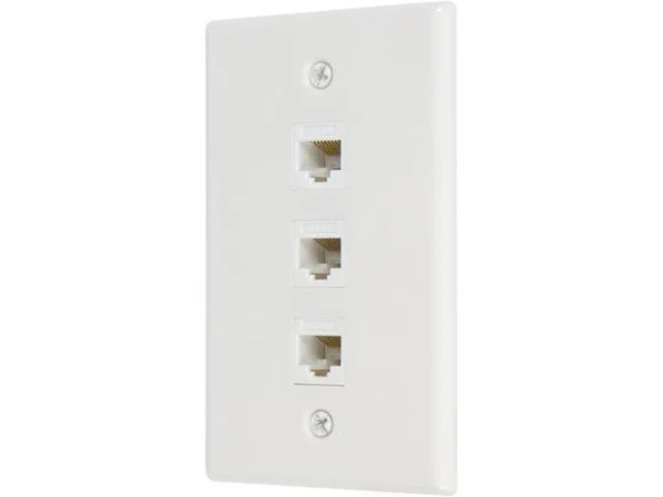 Buyer&s Point 3 Port Cat6 Wall PLATE, Female-Female with Single Gang Low Voltage Mounting Bracket Device Pack of 5 White 3 Port
