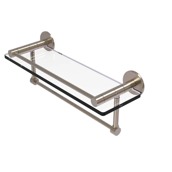 Allied Brass Fresno Collection 16 inch Glass Shelf with Vanity Rail and Integrated Towel Bar
