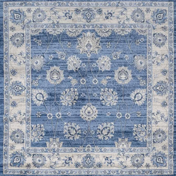 Jonathan Y Modern Blue/Cream 5 ft. Square Persian Vintage Moroccan Traditional Area Rug