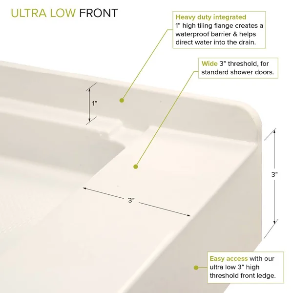 Transolid Fl4836c-32 Linear 48-in L x 36-in W Single Threshold Shower Base with A Center Drain, Cameo, Size: 48-in Large x 36-in