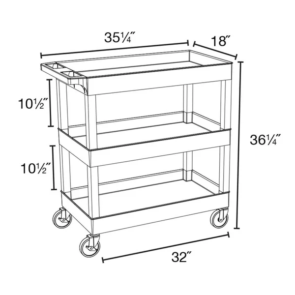 Luxor 3-Shelf Tub Cart - Gray