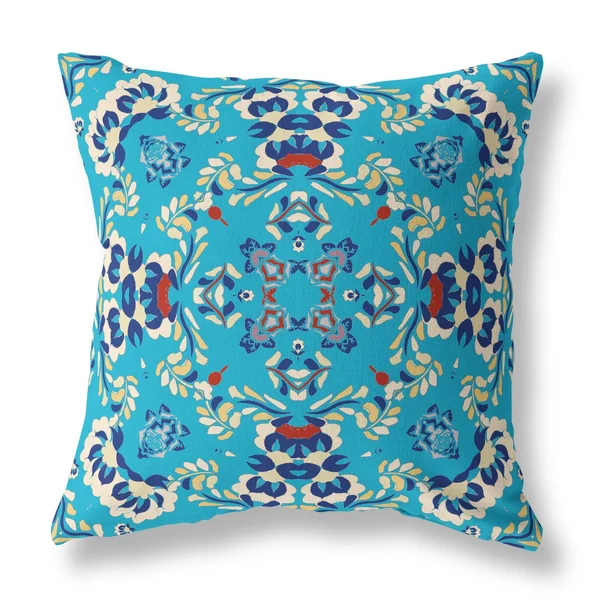 Earth and Heaven Suede Zippered Pillow W Insert in Blue 20x22x20x22