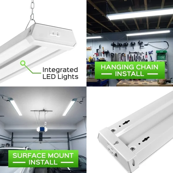Maxlite 4ft Utility LED Shop Light Linkable, 4300lm, Daylight 5000K, Pull Chain On/Off, 42W Garage Light, Integrated LED Lights