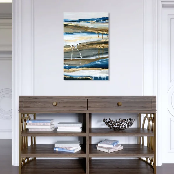 Oliver Gal 'Lovely Blue Skies' Abstract Wall Art Canvas Print Paint - Gold - Blue - 16 x 24