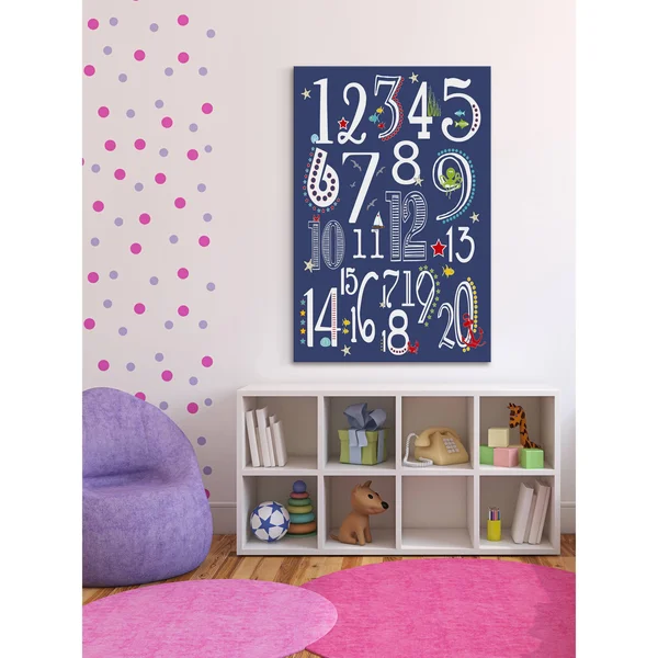 Marmont Hill 123 Nautical Navy by Karen Zukowski Painting Print on Wrapped Canvas, Size: 18 inch x 12 inch