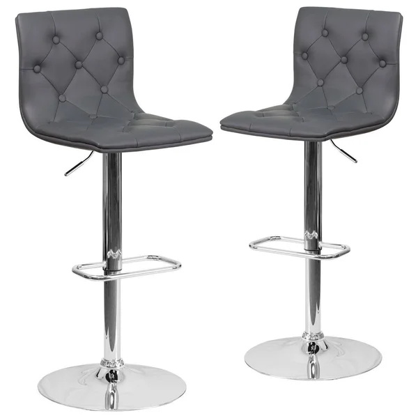 Carnegy Avenue 32.25 in. Gray Bar Stool (Set of 2), Gray/Chrome