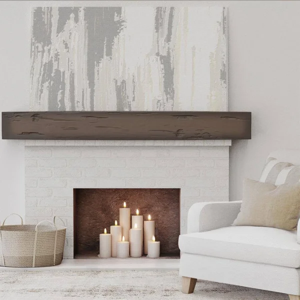 Ekena Millwork MANUPC04X06X60NM 4x22H x 6x22D x 60x22W Pecky Cypress Faux Wood Fireplace Mantel, Natural Mahogany