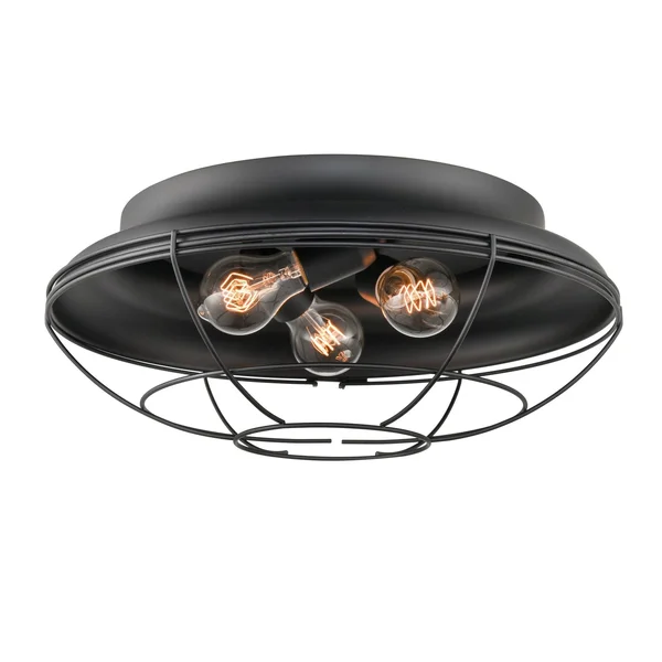 Millennium Lighting Metal 3 Light Flush Mount Lighting- Matte Black - 5387-MB