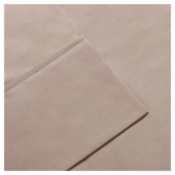 Madison Park 600-Thread Count Pima Solid Cotton Sheet Set, Sand Stone