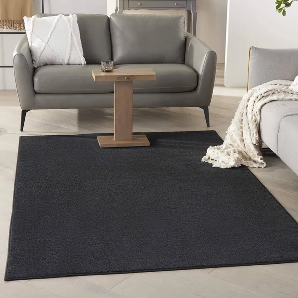 Nourison Essentials Indoor/Outdoor Contemporary Black Area Rug - Size: 4& x 6&