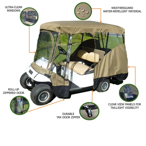 Golf Cart Driving Enclosure for 4 Passengers Roof Up to 80x22L, Fits Club Car, Ezgo and Yamaha G Model