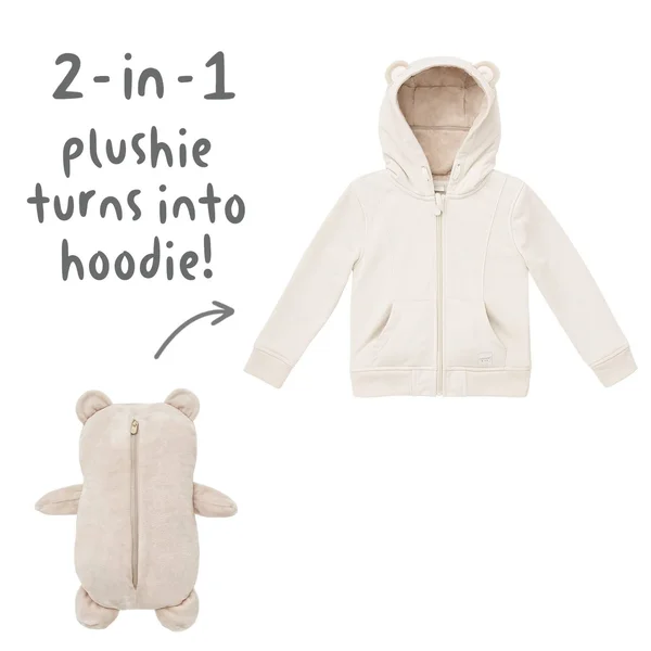 Kids& Cubcoats Bori The Bear Zip-Up Hoodie, Boy's, Size: 4-5, LT Beige