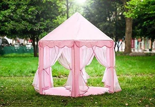 BESUNTEK Children Play Tent - Pop Up Princess Castle Playhouse for Boys, Girls, Toddlers, Indoor Outdoor Use Princess Tent, Pink