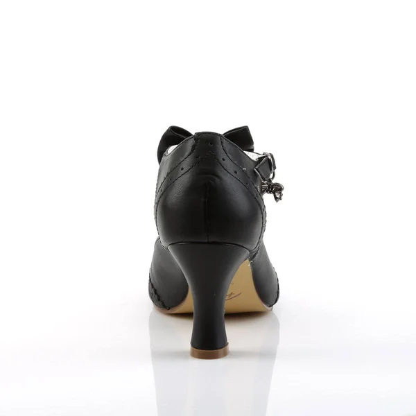 Pinup Couture FLAPPER-11 Series 3x22 Kitten Heel T-Strap Pump - Black Faux Leather - 11