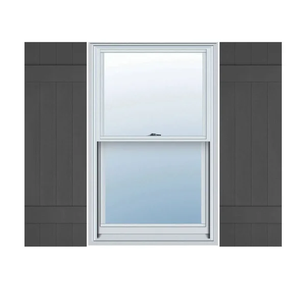 14x22W x 31x22H Lifetime Vinyl, Custom Four Board Joined (2 Batten), Board-n-Batten Shutters, w/Shutter-Loks (Per Pair), Tuxedo