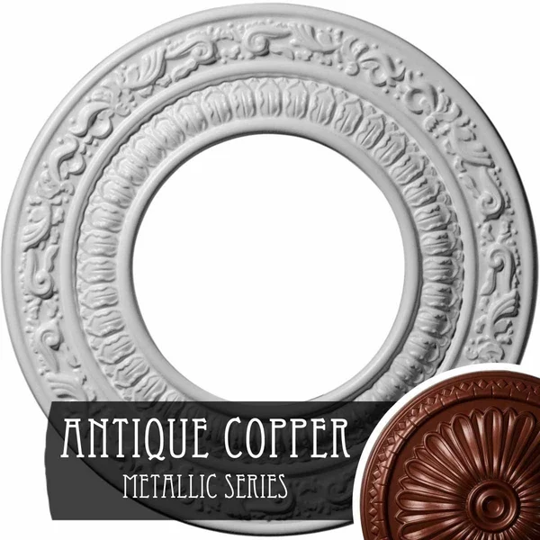 8 1/8x22OD x 4 1/8x22ID x 1/2x22P Andrea Ceiling Medallion (Fits Canopies Up to 4 1/8x22) - Hand-Painted Silver