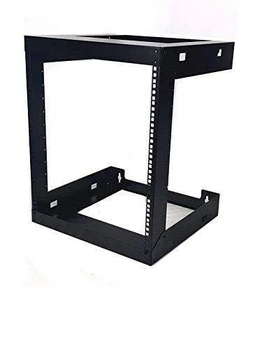 Raising Electronics 12U Wall Mount Open Frame 19 inch Server Equipment Rack Threaded 15 inch Depth Black (12U)