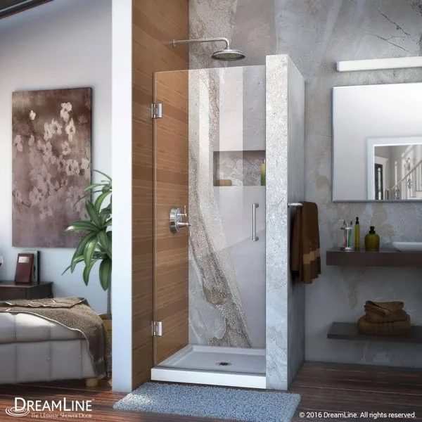 DreamLine SHDR-20267210F-01 Unidoor 26 in. W x 72 in. H Frameless Hinged Shower Door Chrome