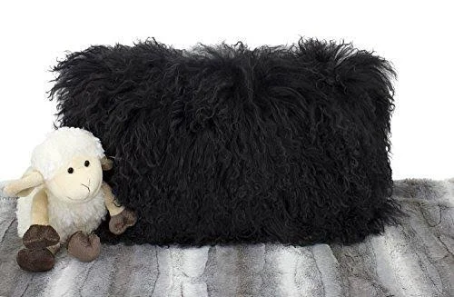 Fennco Styles Geniune Mongolian Lamb Fur Throw Pillow (Eggplant - 20x22x20x22 Pillow)