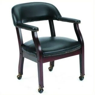 Boss Office Products Captains Arm Guest Chair with Casters-Black