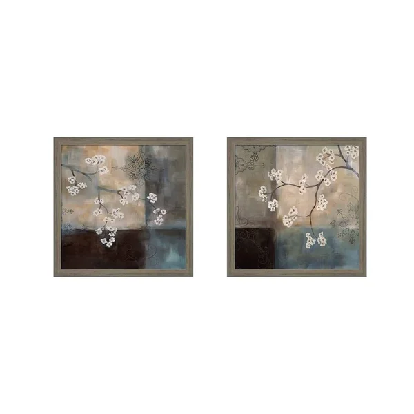 Great Art Now Abstract & Natural Elements by Laurie Maitland - 2 Piece Framed Art Set Each 13.5W x 13.5H, White